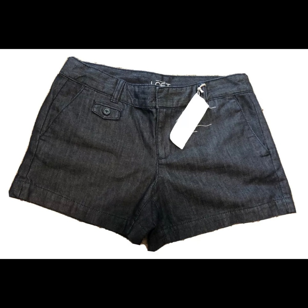 NEW ANN TAYLOR LOFT WOMENS DENIM JEAN SHORTS 2 DARK WASH $39.50